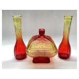 AMBERINA CANDY DISH ACRORN AND OAK LEAF PATTERN