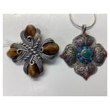 VTG.CAROLYN POLLACK TIGER EYE MALTESE CROSS