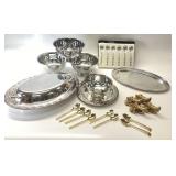 VINTAGE SILVER PLATED SERVING WARE WITH GOLD