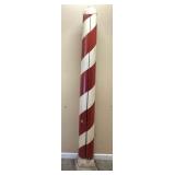VINTAGE 80in WOODEN BARBER SHOP POLE DISPLAY ON