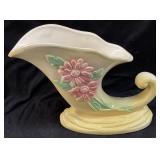 HULL POTTERY SUN GLOW CORNUCOPIA VASE, 10in W