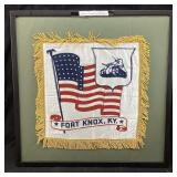 VTG. U.S. ARMY FORT KNOX KY FRINGED SILK PILLOW