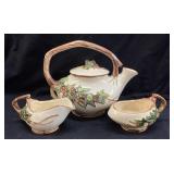1940s MCCOY POTTERY IVY 3-PIECE TEA SET, RAISED