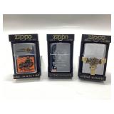 3) Harley Davidson Zippos lighters