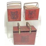 (3) ANTIQUE TIGER CHEWING TOBACCO LUNCH BOX TINS