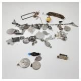 Silver charms and scrap silver, 925,900,800 silver