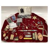 VTG. TIE PINS, GEMSTONES AND TRINKETS