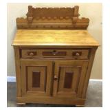 ANTIQUE EASTLAKE VICTORIAN GOLDEN OAK WASHSTAND