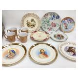 Collection of porcelain plates and 4 Corning