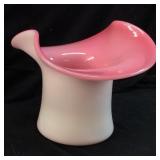 VTG. FENTON ART GLASS WHITE & PINK CASED GLASS