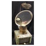 ANTIQUE KEROSENE WALL LAMP WITH REFLECTOR &