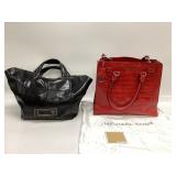 MICHAEL KORS RED CROC EMBOSSED LEATHER TOTE