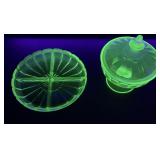 Hazel Atlas Ribbon green uranium lidded candy