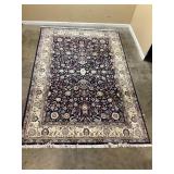 Wool Rug navy blue field with intricate floral
