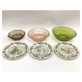 VINTAGE COLORED GLASS COLLECTION GREEN, PINK,