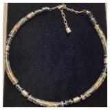 VTG. JAPANESE CLOISONNï¿½ ENAMEL FLORAL TUBE BEAD