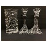 Waterford Crystal Candlesticks and Waterford Vase