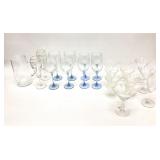 8 Blue Stem Wine Glases