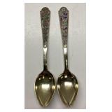 2 Vtg. Russian Silver spoons with gold overlay