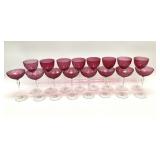 16 Vintage Cranberry Coin Dot Wine Glasses