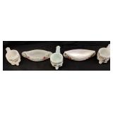 VTG. MILK GLASS SOUVENIR DISHES, PIPE TOOTHPICK