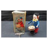 Vtg. Schuco Solisto Clown Drummer wind-up toy in