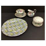 ROYAL CHELSEA TEA CUP AND CREAMER MORNING GLORY