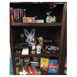 CABINET LOT, ASSORTED BASEBALL BOOKS, SMURF