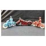 3 Vtg. Toy motorcycles. Auburn and Hubley toy Co.
