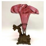 Antique Cranberry Glass Epergne