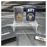 2 US Navy Zippo style lighters