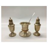 5PC Sterling Silver lot, Salt, Pepper, dish,