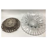 HEISEY GLASS BOWL AND PLATTER WITH 3 WALLACE