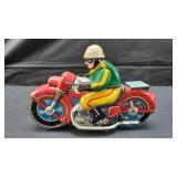 Vtg. 1950s tin litho motorcycle friction toy