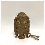 Vintage Brass Ganesh Figure Padlock With Keys