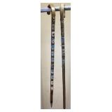 PAIR OF VTG. GERMAN WOOD WALKING STICKS w BADGES