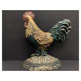 Vintage Cast Iron Rooster Hand Painted Door Stop