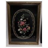 Vintage Floral Embroidery Art Roses, Bee,