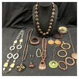 ASSORTED BROWN COSTUME JEWELRY, CHICOS, HAWAIIAN
