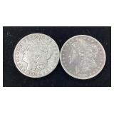 2) 1889 Morgan Dollar coins