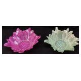 (2) VTG. AKCAM IRIDESCENT TURKISH FLORAL ART GLASS