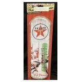 VTG. STYLE TEXACO GAS & OIL TIN METAL THERMOMETER,