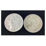 2) 1889 O Morgan Dollar coins