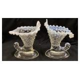 (2) FENTON OPALESCENT MOONSTONE HOBNAIL GLASS