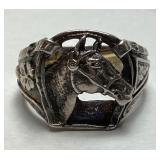 STERLING SILVER LUCKY HORSESHOE RING, 7.4g TOTAL
