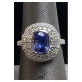 PLATINUM COLOR CHANGING SAPPHIRE & DIAMOND RING