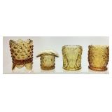 (4) FENTON & LE SMITH AMBER GLASS TOOTHPICK