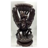 ASIAN STYLE MYTHICAL WOOD CARVING, CARVED FROM A