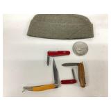 3 SWISS ARMY POCKET KNIVES 1 SABRE TOOTHPICK