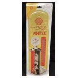 VTG. STYLE SHELL GAS STATION METAL THERMOMETER,